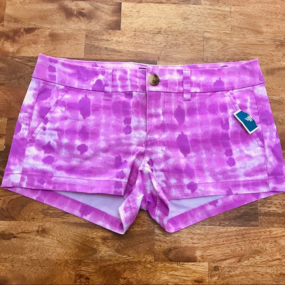NWOT American Eagle Shortie Shorts Tie Dye 4 purple pink white - Picture 1 of 8